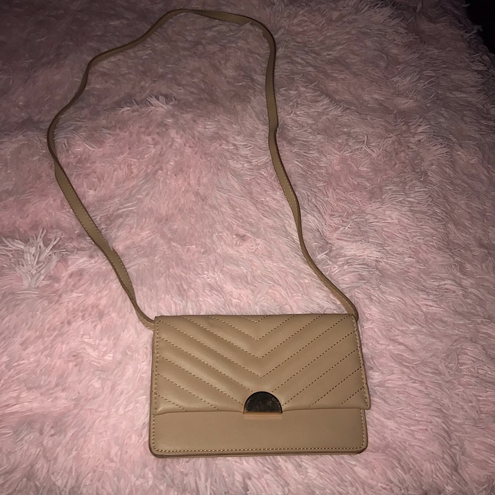Tan/beige mini bag with strap